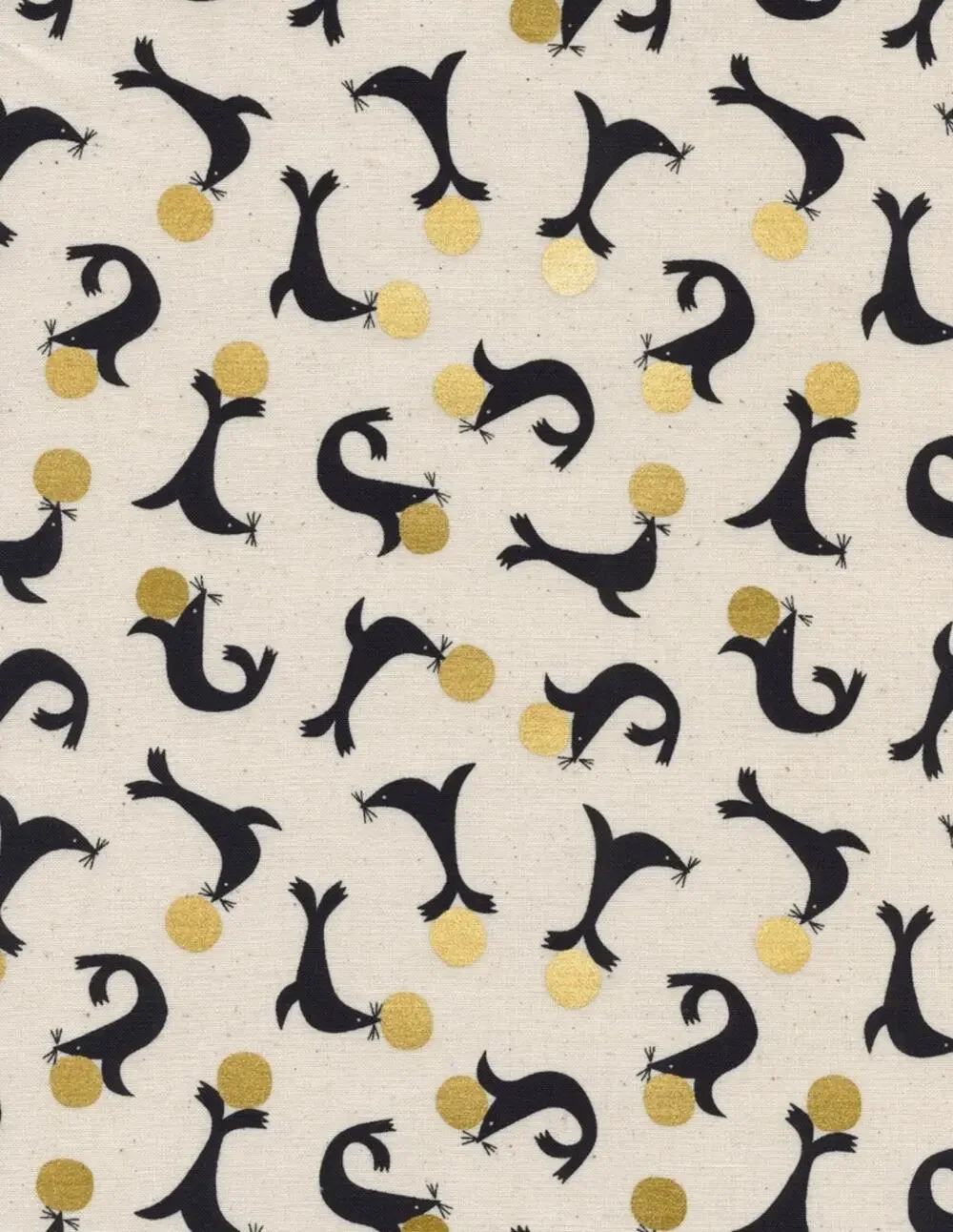 1 yard seal circus gold ball art fabric sewing Christian Robinson Cotton & steel